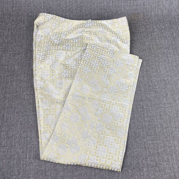 Sigrid Olsen Dress Pants Womens Size 6 Straight Leg Grey with Grey/Yellow Petals - Picture 1 of 10